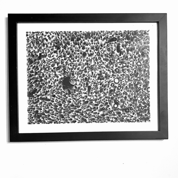 Framed India Ink on Paper Artwork
